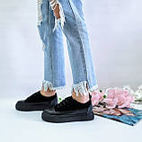 Жіночі чорні кеди натуральна шкіра замша комбіновані К00603, фото 6
