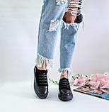 Жіночі чорні кеди натуральна шкіра замша комбіновані К00603, фото 7