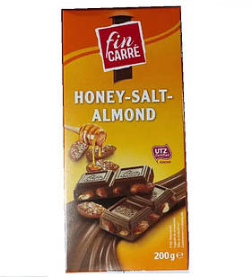 Шоколад молочний Fin Carre Honey-Salt-Almond мед і солоний мигдальний горіх 200 г Німеччина