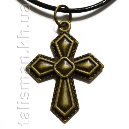 Кулон K-122 - Хрест з візерунком (бронза)