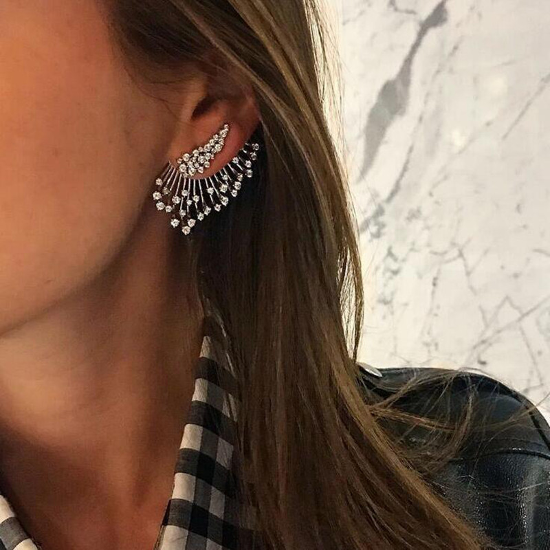 Кафф на ухо кристалл Элегантный Панк ХРУСТАЛЬНЫЙ ВОДОПАД Готический Earcuff Клип каф серьги ШИК ХИТ Клипс
