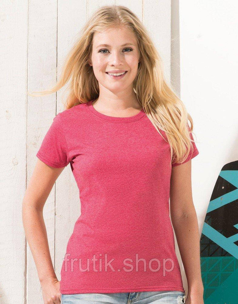 Жіноча футболка Fruit of the loom Valueweght Ladies 100% бавовна приталені однотонна Червоний меланж, S