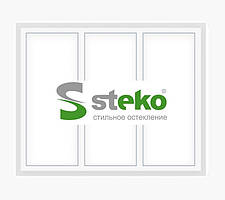 STEKO Вікно глухе металопластикове біле з 2 перегородками 3,0 х 1,5 м