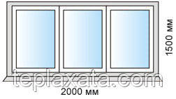 STEKO Окно глухое металопластиковое белое с 2-мя перегородками 2,0 х 1,5 м - фото 2 - id-p695402233