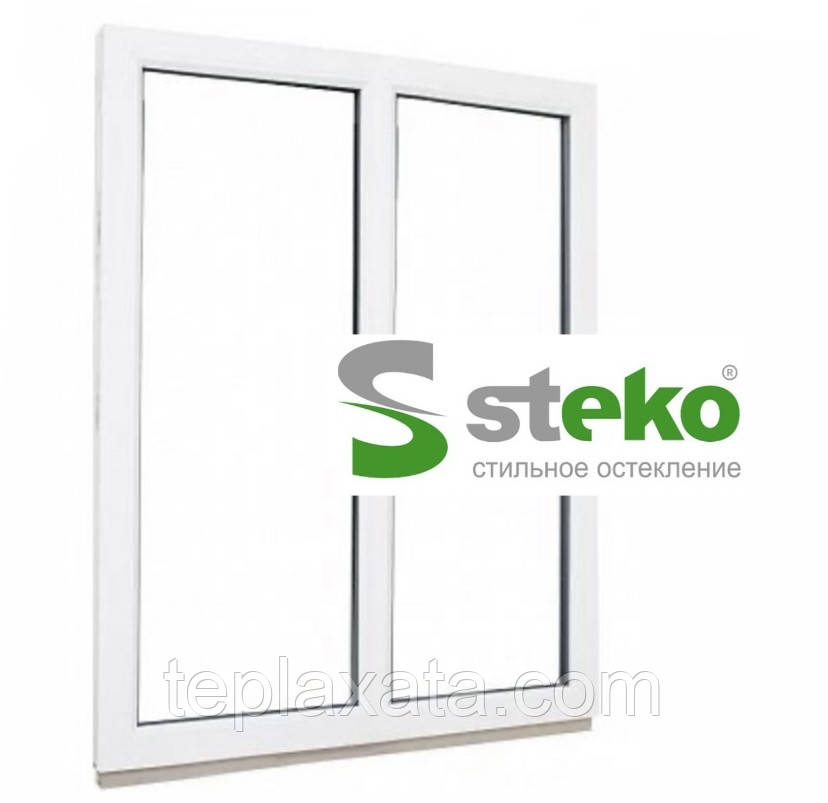 STEKO Окно глухое металопластиковое белое с перегородкой 2,0 х 1,5 м - фото 1 - id-p695401965
