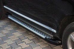 Бокові пороги Allmond Grey (2 шт., алюм) для Volkswagen Touareg 2002-2010 рр