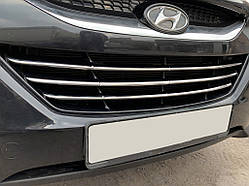 Смужки на решітку радіатора (3 шт, нерж) для Hyundai IX-35 2010-2015 рр