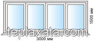 STEKO Окно глухое металопластиковое белое с 3-мя перегородками 3,0 х 1,5 м - фото 3 - id-p695403217