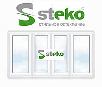 STEKO Окно глухое металопластиковое белое с 3-мя перегородками 3,0 х 1,5 м