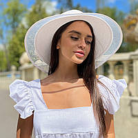 Капелюх жіночий літній з широкими полями та сіткою білий