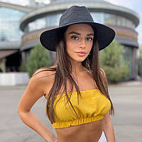 Капелюх унісекс літній Федора зі стрічкою чорний