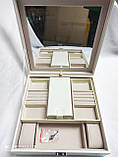 Скринька скриня трансформер на замочку Шкатулка для прикрас з великим дзеркалом колір білий, фото 5