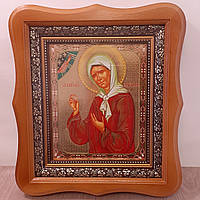 Ікона блаженна Матрона свята, лик 15х18 см, у світлому дерев'яному кіоті