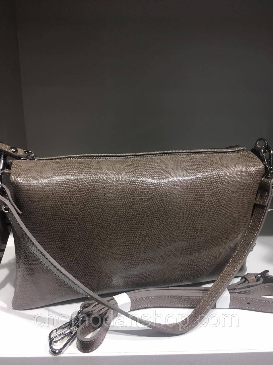Сумка клатч жіноча з натуральної шкіри ящірки, колір тауп 881