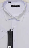 Сорочка чоловіча Bazzolo vk-0012 біла приталена однотонна з коротким рукавом, стильна теніска чоловіча