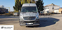 Защита переднего бампера (двойная нержавеющая труба - двойной ус) Mercedes-Benz Sprinter (14-18)