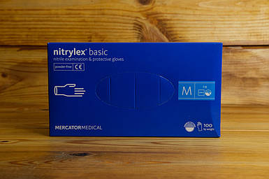 Рукавички нітрилові Mercator Medical, колір Синій, Розмір М (100 шт)