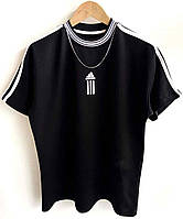 Мужская стильная футболка оверсайз / Турция (шикарное качество) чёрная ADIDAS L