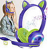 Навушники з мікрофоном AKZ-020 Cat Ear з котячими вушками і підсвічуванням Фіолетовий, фото 4