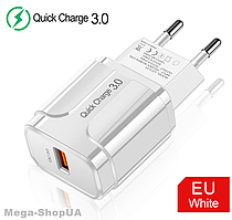 Мережевий зарядний пристрій для заряджання USB QC3.0 зарядний блок зарядка для телефону смартфона DE7W
