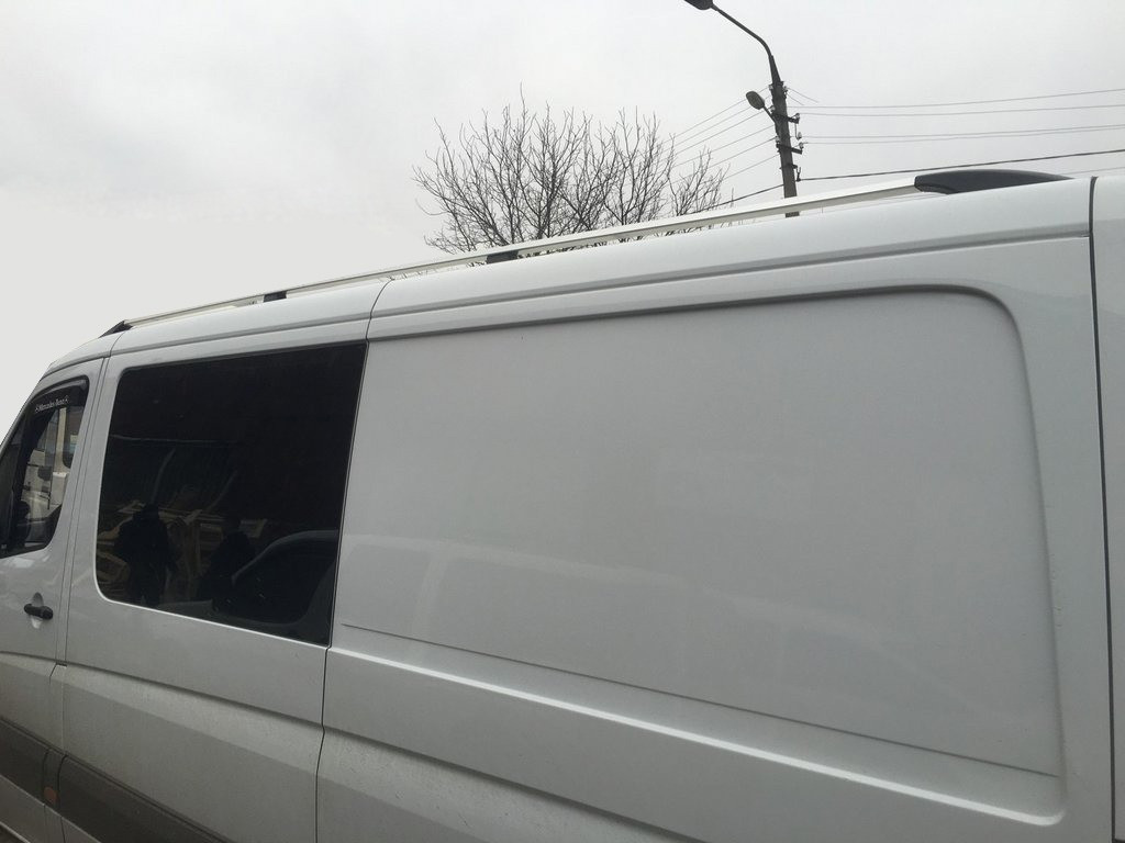Рейлінги DD (алюміній) 340 см, Хром, Пластикова ніжка для Volkswagen Crafter 2006-2017рр.