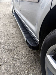 Бокові пороги,підніжки MAYA (2 шт., алюм.) Максі база для мод. Volkswagen Caddy 2004-2010 рр.