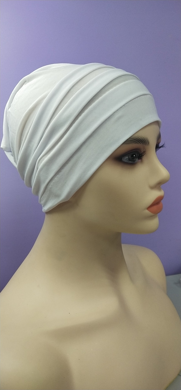 Тоненька Чалма Шапка 54-58 рр однотонна класична біла, фото 1