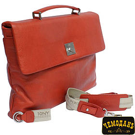Портфель кожаный Contatto 9160-35 rosso красный