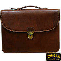 Портфель шкіряний Italico 8091L cognac коньячний, фото 2