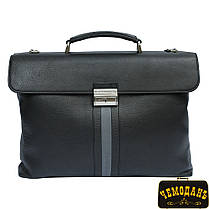 Портфель кожаный Stripes 9514 nero черный, фото 2