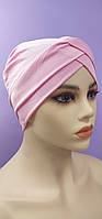 Чалма шапка хиджаб 54-58 рр однотонная классическая розовая