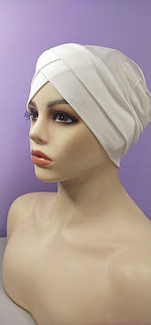 Чалма 54-58 рр хіджаб шапка однотонна класична біла масло тоненька