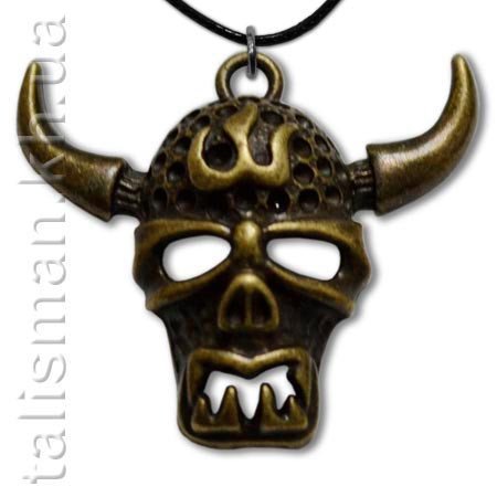 Кулон KN-27 - Череп з рогами (бронза)