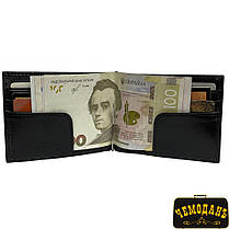 Затискач для купюр з монетницею шкіряний Tuscania 2322 nero чорний, фото 2