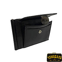 Затискач для купюр з монетницею шкіряний Tuscania 2322 nero чорний, фото 2
