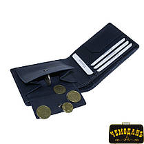 Шкіряне Портмоне Timone intrecciato 12013 navy синій, фото 3