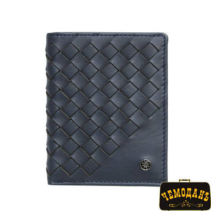 Портмоне кожаное Timone intrecciato 12045 navy синий, фото 2