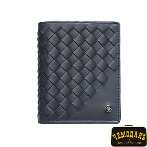 Шкіряне Портмоне Timone intrecciato 12071 navy синій, фото 2