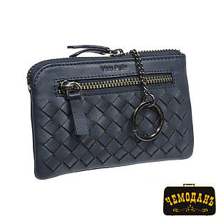 Шкіряна ключниця Timone intrecciato 12002 navy синій, фото 2