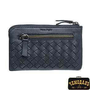 Шкіряна ключниця Timone intrecciato 12002 navy синій, фото 2