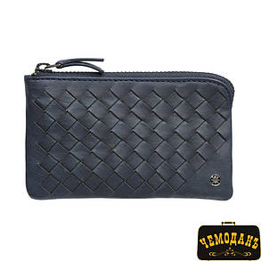 Шкіряна ключниця Timone intrecciato 12002 navy синій, фото 2