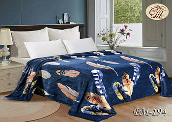 Плед з флісу Перо на синьому (160х210)