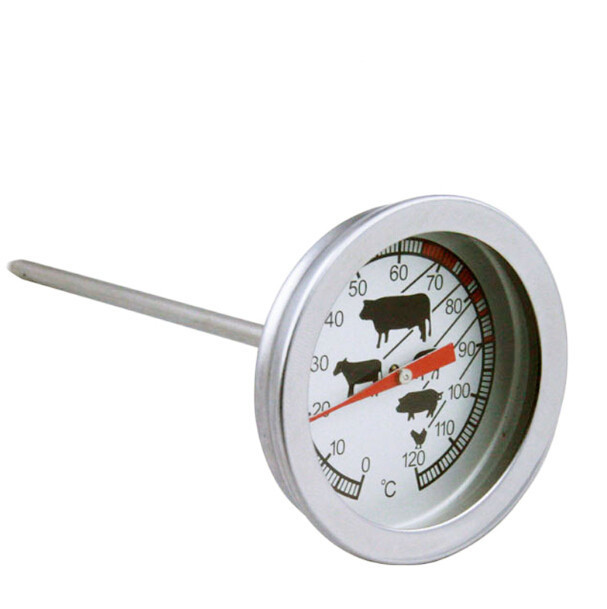 Термометр для води та їжі, металевий, зі щупом та кліпсою (0 до 120 градусів)