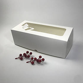 Коробка для рулетів і штоленов, 330*150*110 мм, з вікном "метелик", біла