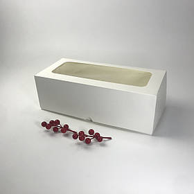 ▶ УЦІНКА! Коробка для рулетів і штоленов, 330*150*110 мм, з вікном, біла