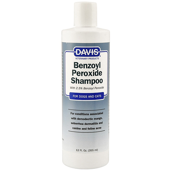 Шампунь для собак та котів з демодекозом та дерматитами Davis Benzoyl Peroxide Shampoo 2,5% (BPS12)