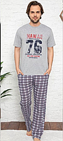 Мужской комплект для дома и сна, футболка и брюки, р-р 46-48