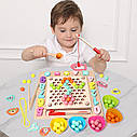 Дерев'яна гра сортер С 30351 Монтессорі з магнітною риболовлею і мозаїкою, фото 2