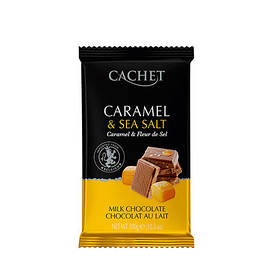 Бельгійський молочний шоколад Cachet карамель і морська сіль 32% какао 300 г.