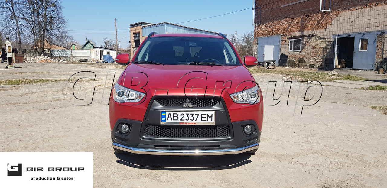 Захист переднього бампера (одинарна нержавіюча труба - одинарний ус) Mitsubishi ASX (10-12)